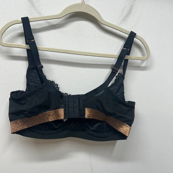 Cacique Black & Bronze Lace Underwire Bra 38F Adjustable Straps Full Coverage - Picture 5 of 8